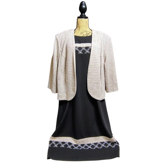 Maya Brooke Almond Black 2 Piece Jacket Dress Set 24W Formal Wedding Church NWT - Picture 6 of 13